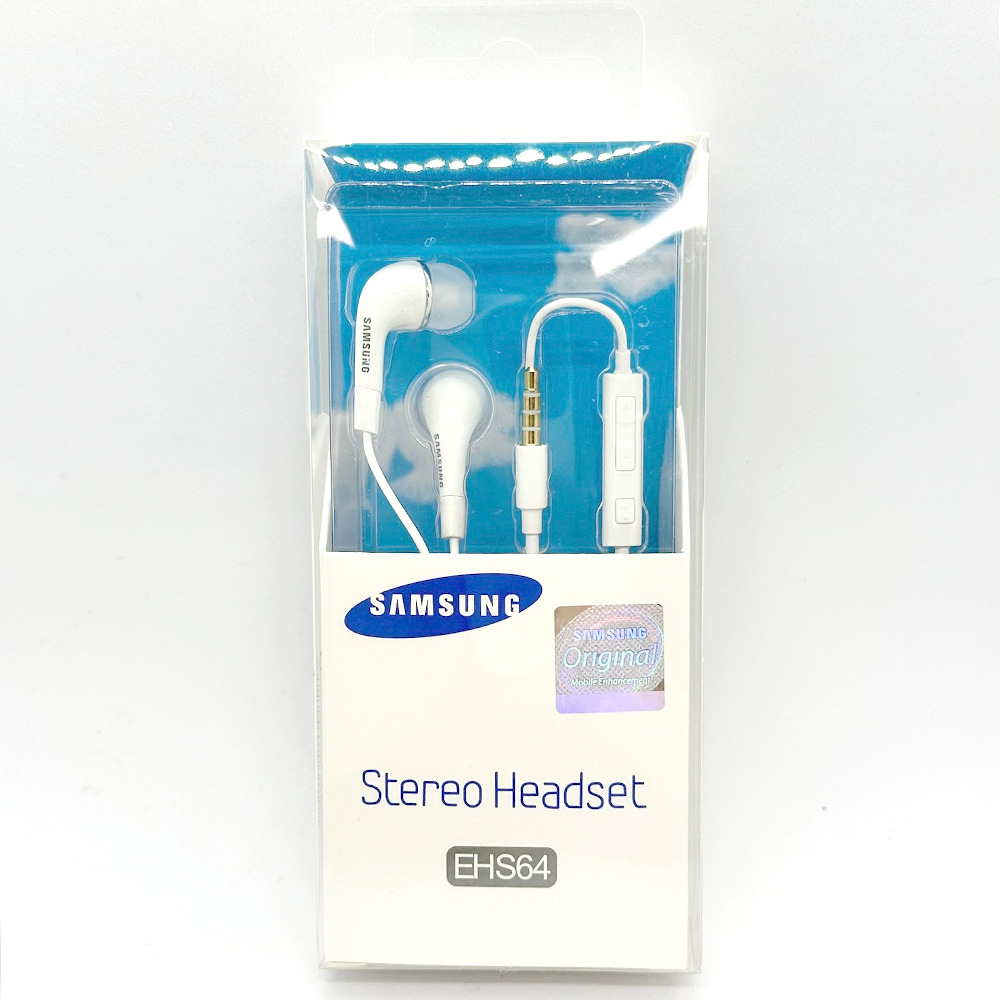 SAMSUNG イヤホン EHS64 ステレオヘッドセット 音楽 イヤホンジャック シンプル stereo headset | 白