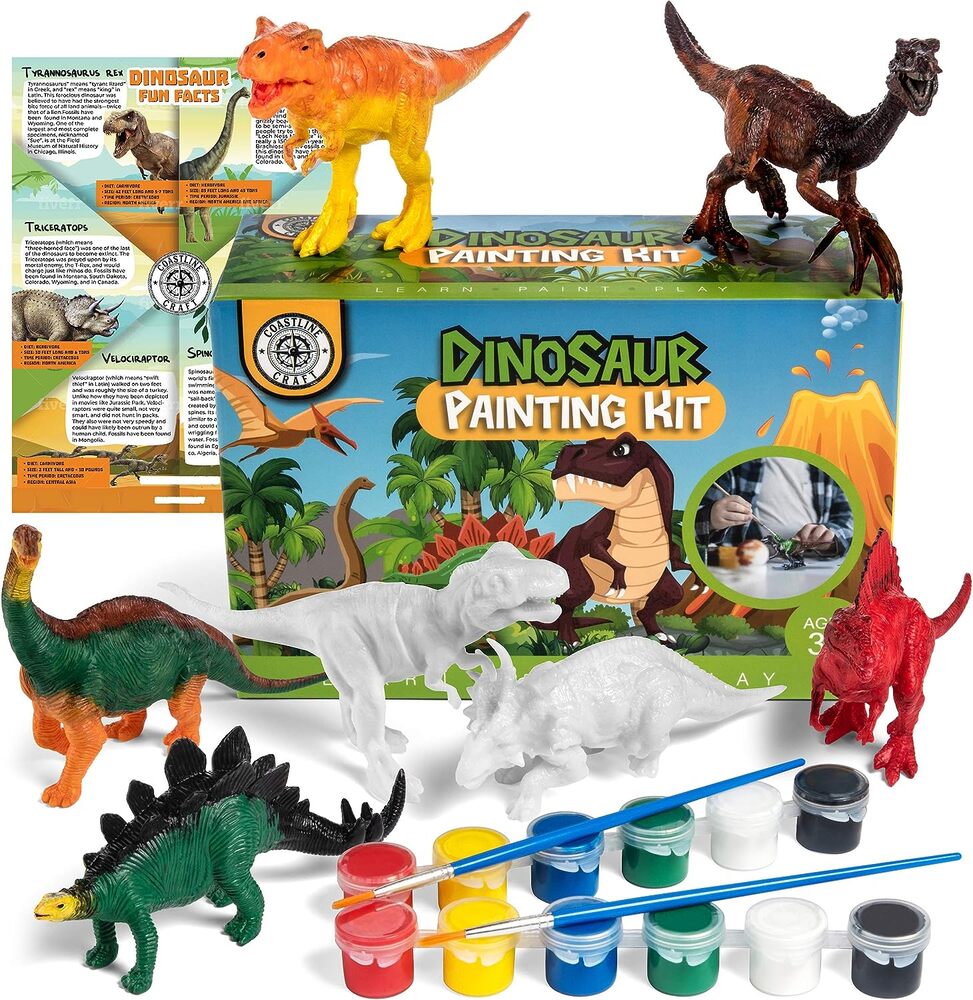 恐竜 ペイントキット 男の子 かっこいい おもちゃ プレゼント フィギュア 人形 絵具 子供 ギフト DIY カラフル 輸入品