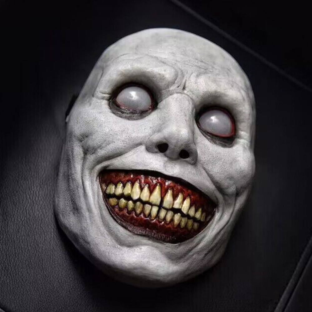 ハロウィン ホラー マスク ゴム製 悪魔 ゾンビ 笑顔 幽霊 デーモン 怖い 仮装 仮面 ドッキリ コスプレ | 白