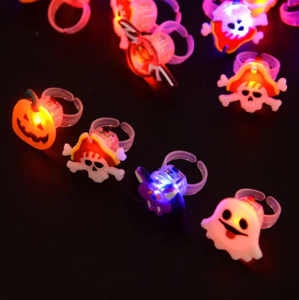 光る 指輪 LED ライト リング ハロウィン カボチャ ゴースト 子供 可愛い おもちゃ  - 画像2