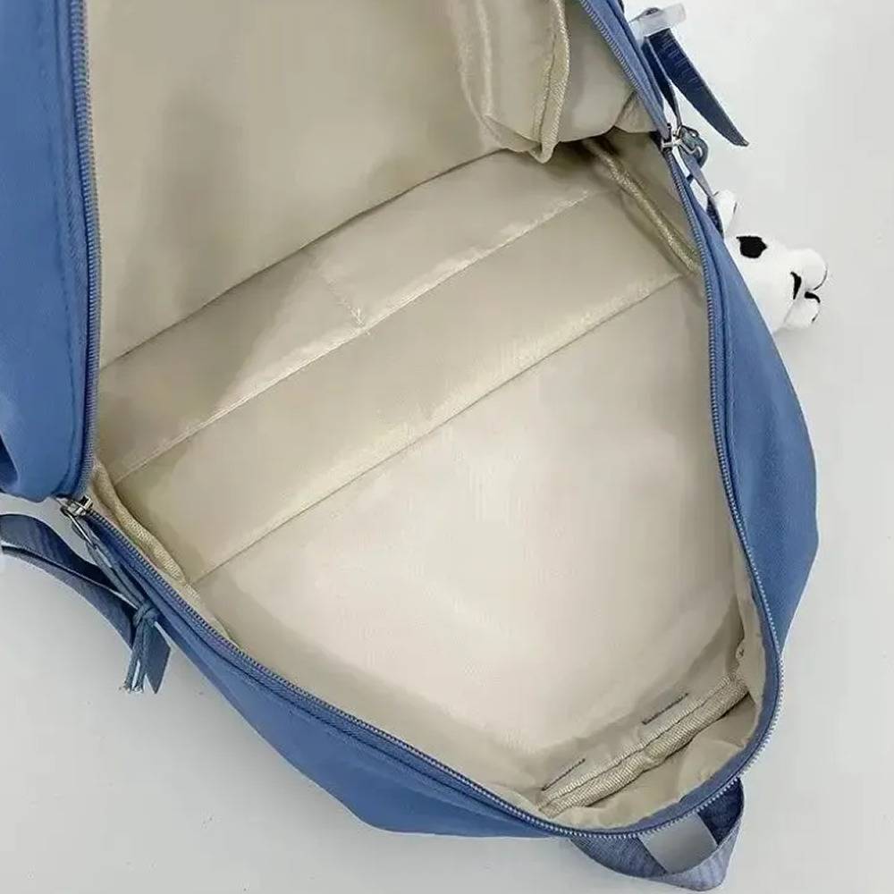 リュックサック 推し活 リュック ポケット付き ぬいぐるみ付き 韓国風 バックパック レディース 通学   ブルー - 画像3