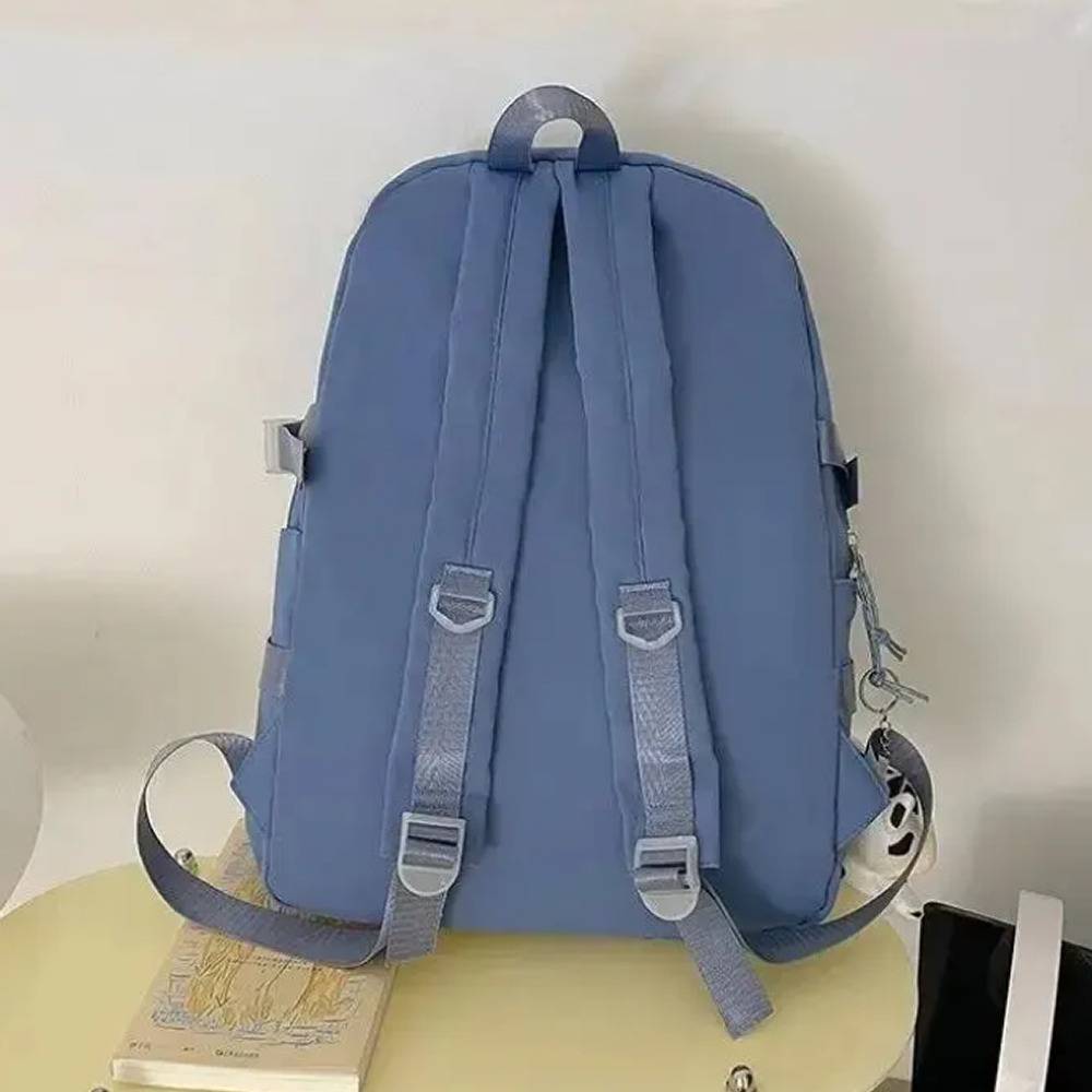 リュックサック 推し活 リュック ポケット付き ぬいぐるみ付き 韓国風 バックパック レディース 通学   ブルー - 画像4