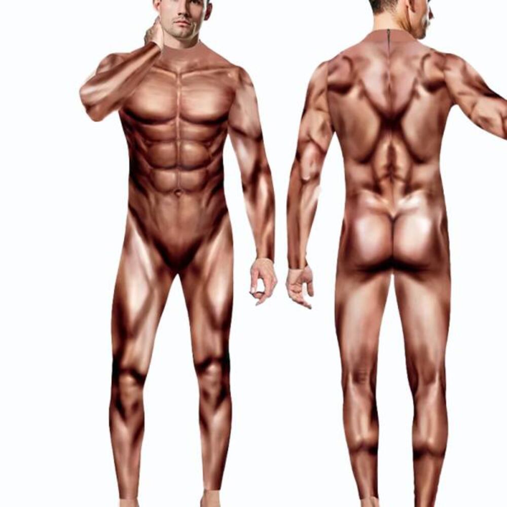 巨人 筋肉 全身 タイツ メンズ おすすめ ブラウン 男性 アニメ イベント 内蔵 おもしろ 衣装 漫画 ハロウィン  flesh-XL