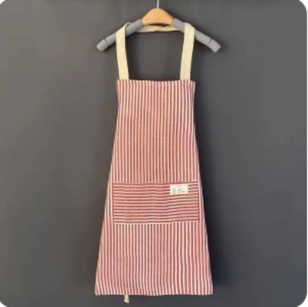 エプロン シンプル カフェエプロン レデイース お洒落 ポケット付 料理用 作業用 キッチン メンズ 赤