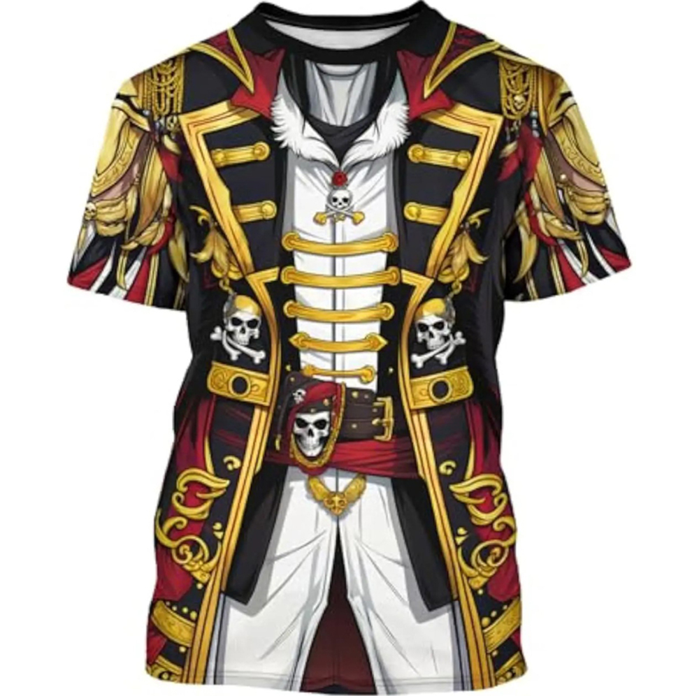 メンズ レディース 半袖 3Dプリント 海賊風 Tシャツ コスプレ カリビアン風 ハロウィン 衣装 