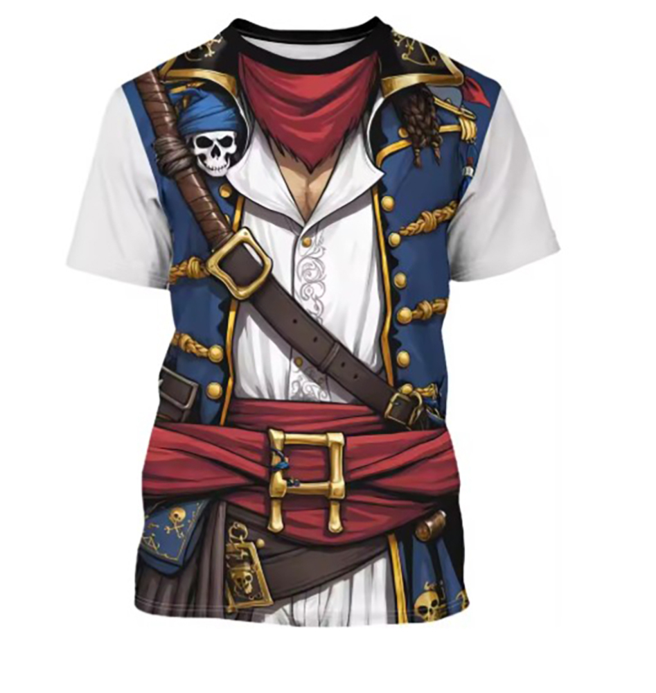 海賊風 Tシャツ メンズ レディース 半袖 3Dプリント コスプレ カリビアン風 ハロウィン 衣装 
