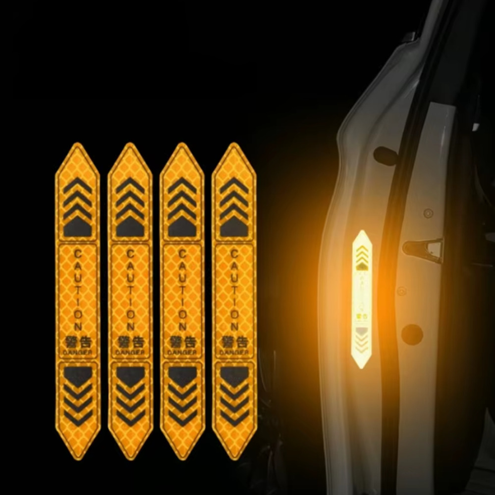 カーステッカー 車反射 ステッカー カー ドア OPEN 開口部 警告 リフレクター テープ デカー  オレンジ