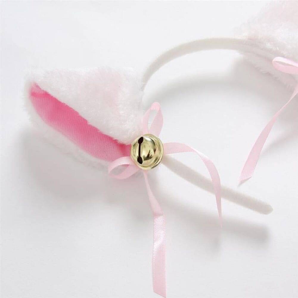 猫 なりきりセット レディース かわいい コスプレ イベント 衣装 手袋 リボン 猫耳  しっぽ 白 - 画像3