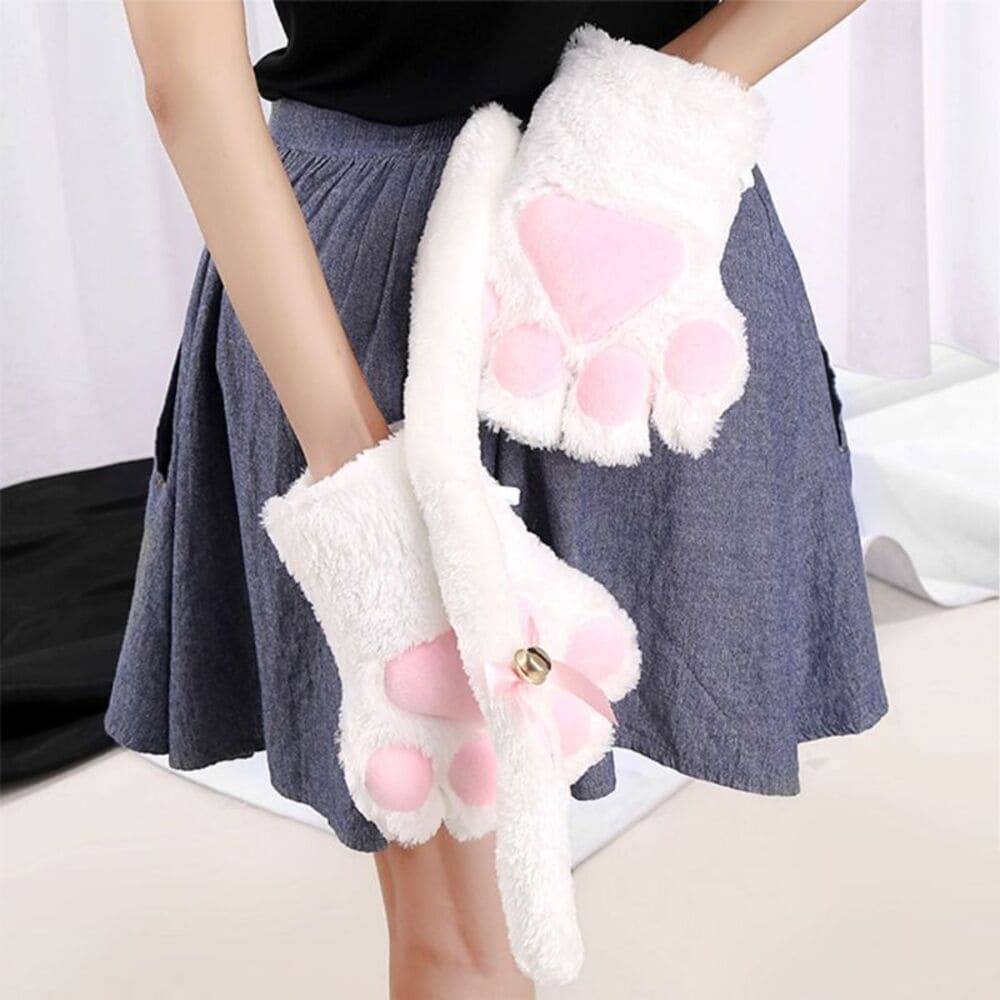 猫 なりきりセット レディース かわいい コスプレ イベント 衣装 手袋 リボン 猫耳  しっぽ 白 - 画像8