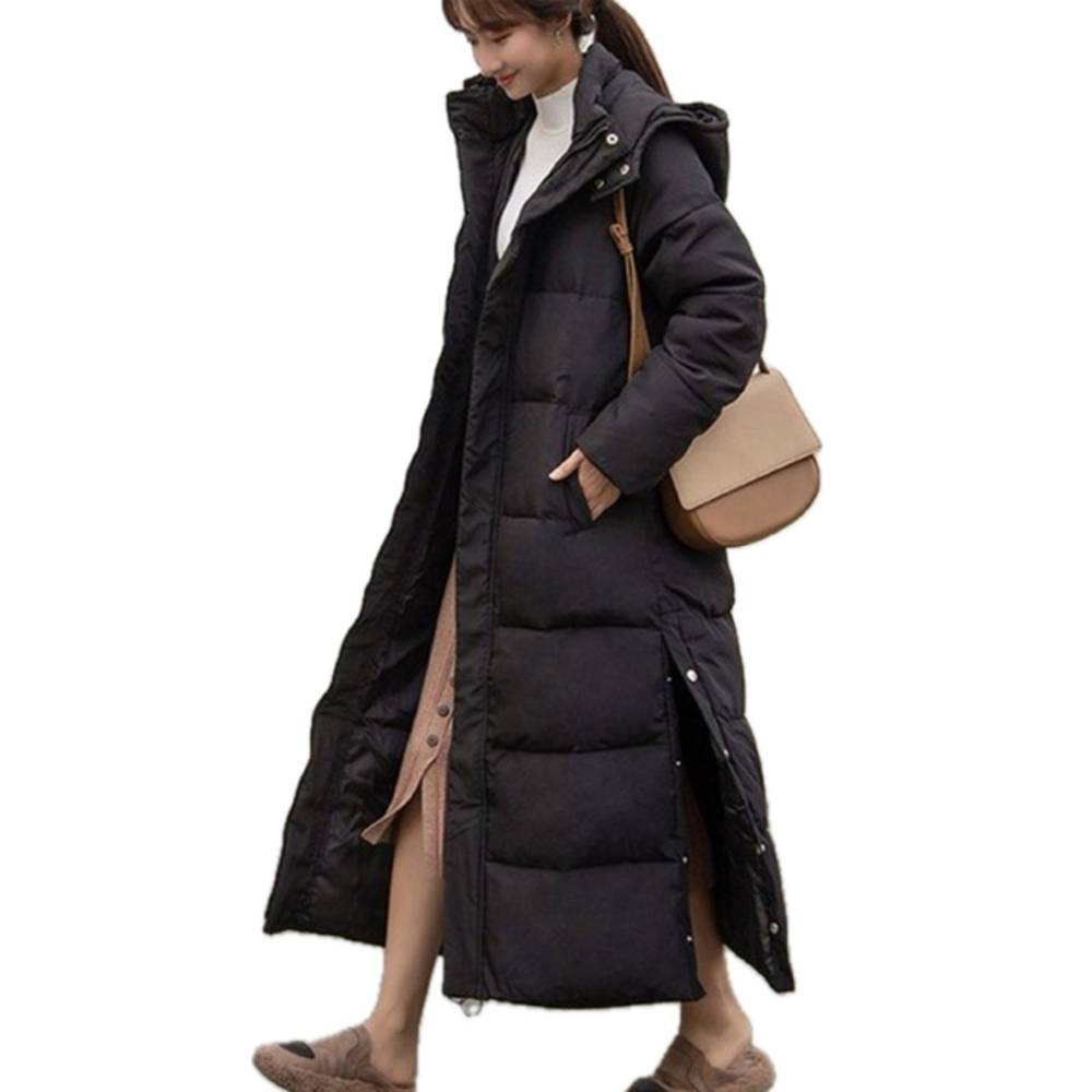 コート ダウン レディース 女性 ロングコート フード ダウンジャケット ダウンコート 膝下 おしゃれ 高級感 黒 - 画像1