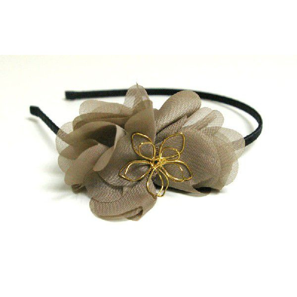 花 カチューシャ ヘアアクセサリー レディース かわいい おしゃれ 金線花  グレー