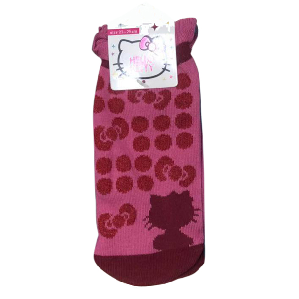 ハローキティ ソックス レディース 靴下 ピンク 23-25cm サンリオ キャラクター  レッド