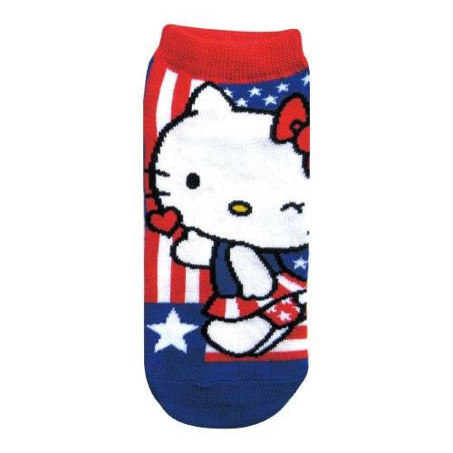 キャラックス ハローキティ アメリカ RD×BL くるぶしソックス 可愛い キュート 女の子 