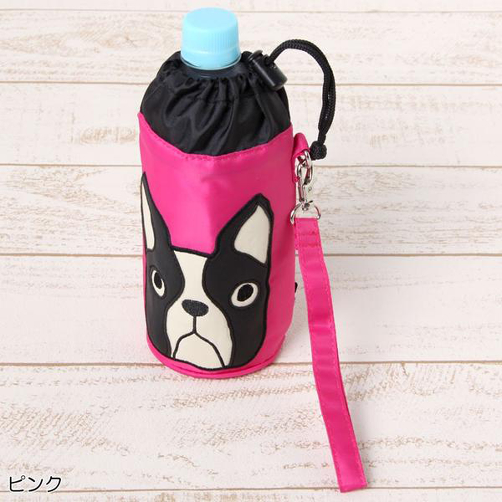 500ml 保冷 ペットボトルホルダー  犬 カバー ストラップ付き かわいい おしゃれ ピンク