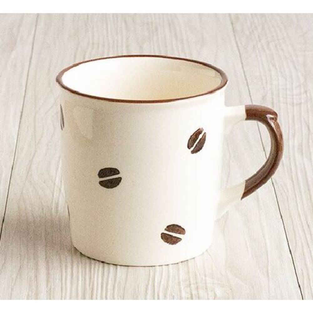 マグカップ 珈琲豆柄 300ml 日本製 電子レンジ対応 オーブン対応 食洗機対  ホワイト