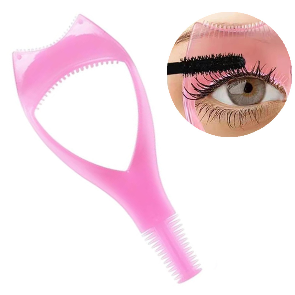 2個セット まつ毛 シールド アイメイク 化粧 便利グッズ 3in1 マスカラコーム ピンク