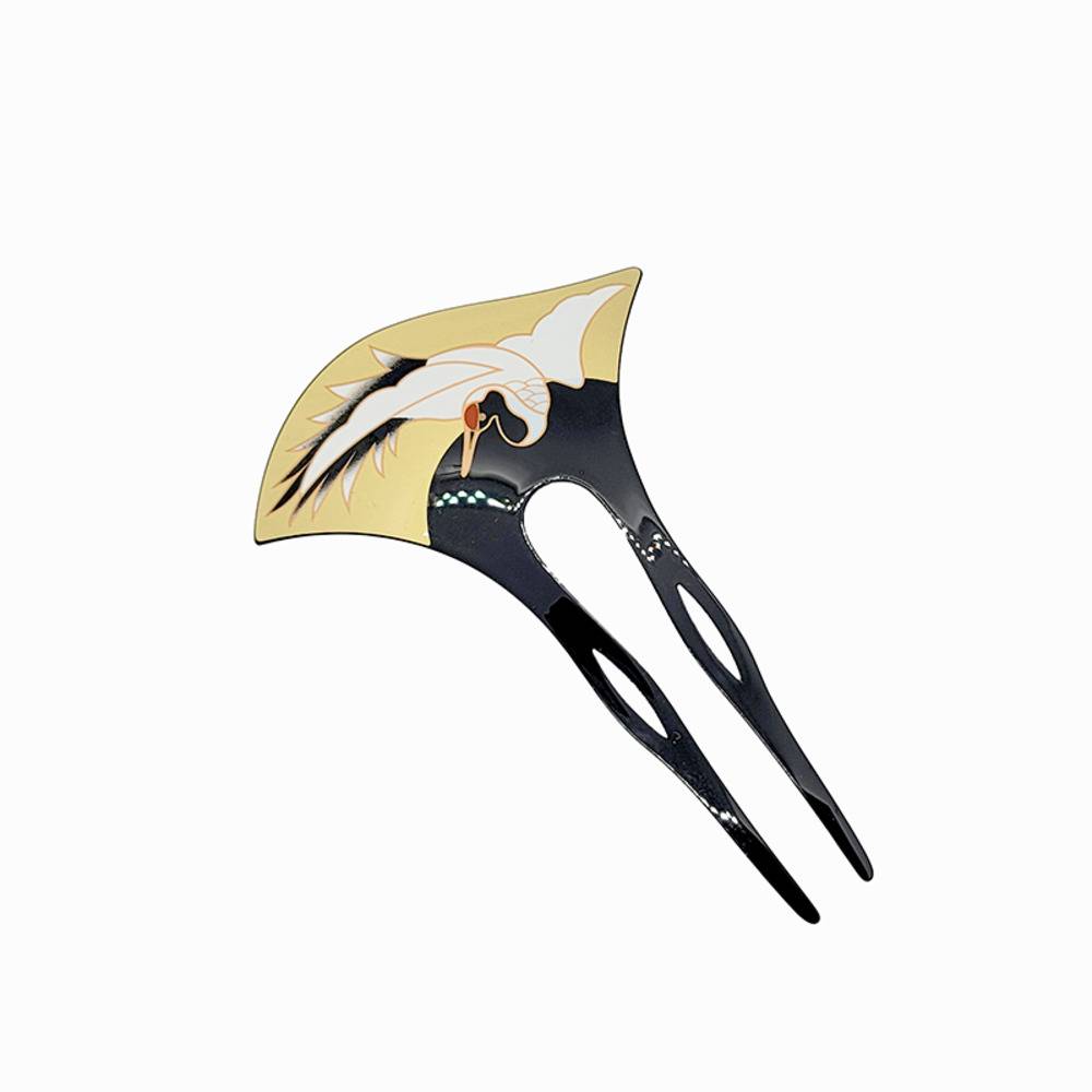 かんざし 簪 鶴 結婚式 パーティー 着物 和装 髪飾り 和服 礼装 バチ型 二本差し おしゃれ 黒