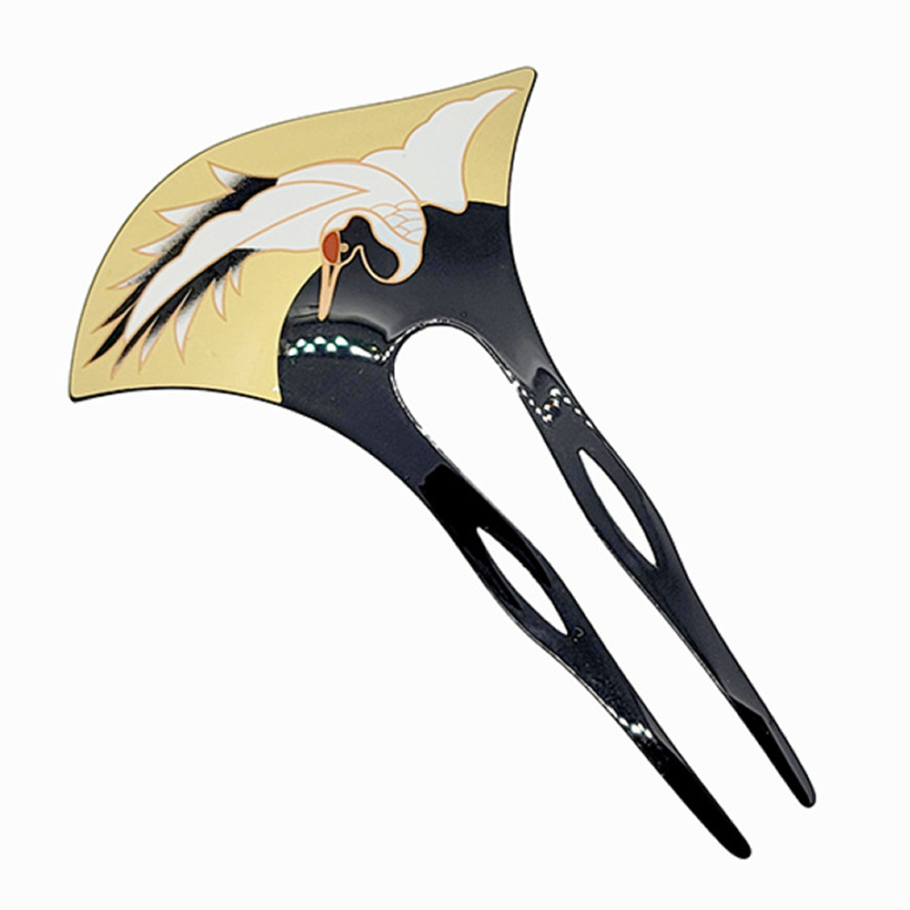 かんざし 簪 鶴 結婚式 パーティー 着物 和装 髪飾り 和服 礼装 バチ型 二本差し おしゃれ 黒