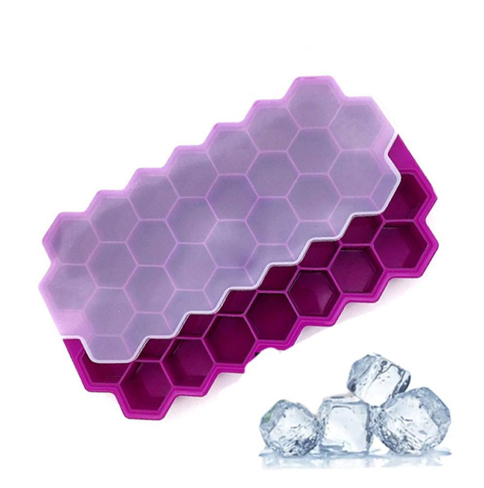 シリコン バレンタイン シリコン製 チョコ チョコレート ハニカム モールド アイス パープル - 画像1