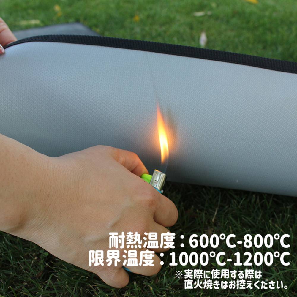 焚き火 シート たき火台 105cm×60cm ファイヤー 耐熱 耐火 防炎 バーベキュー BBQ  黒L - 画像4
