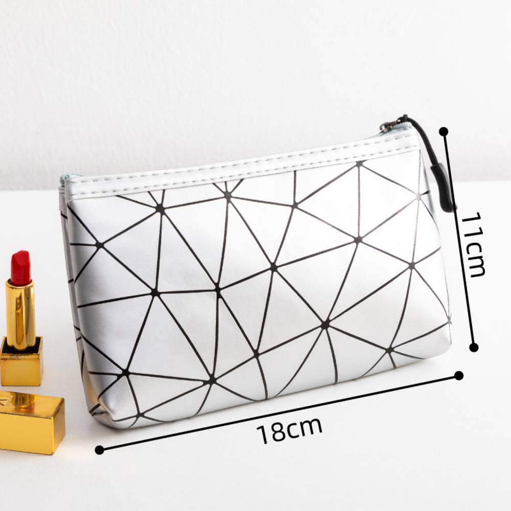 化粧バッグ ポーチ 化粧品 防水 PU レザー バスアメニティ トラベル ポーチ   シルバー - 画像7