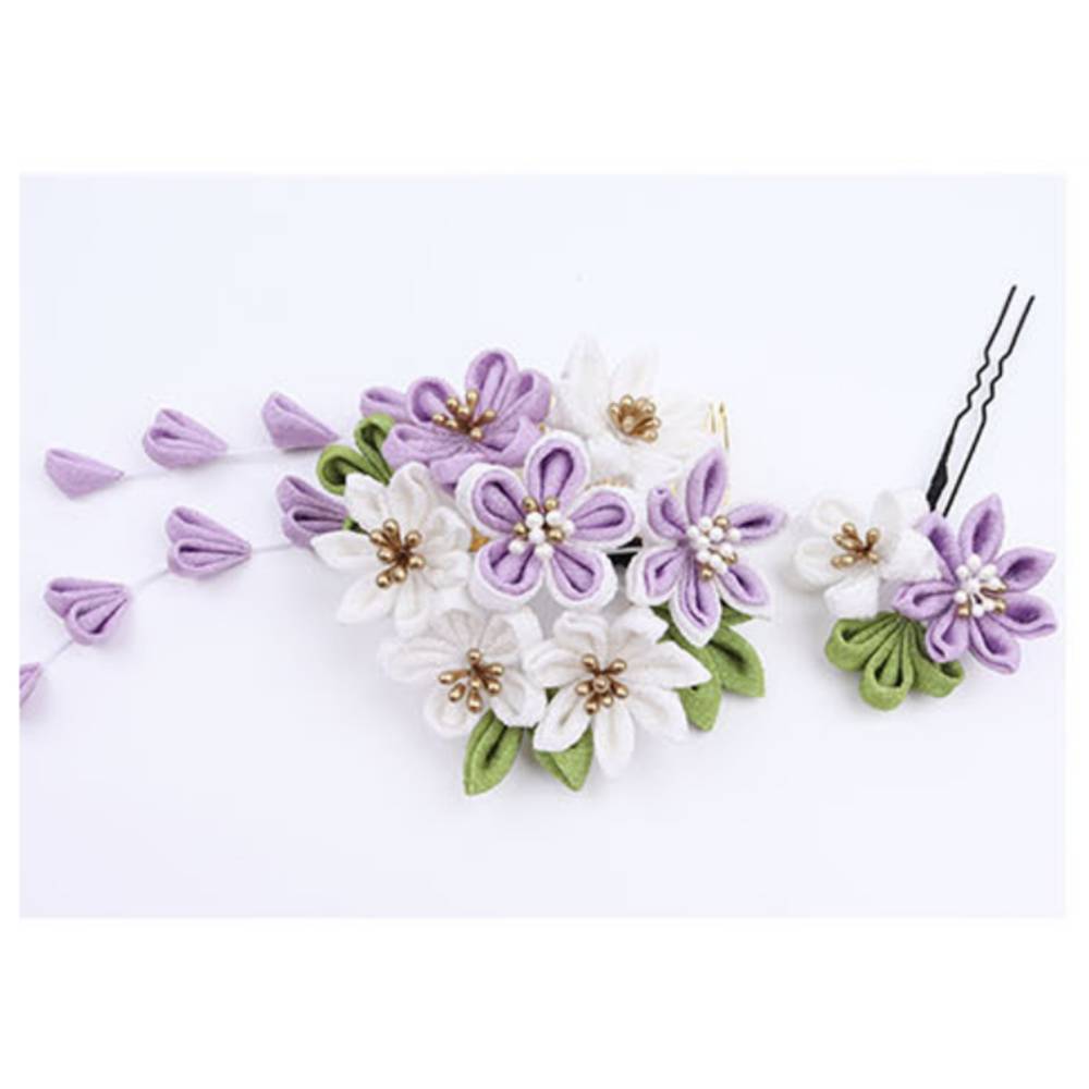 振袖 髪飾り 梅 藤 ヘアアクセサリー  かんざし 可愛い 2点セット 成人式 入学式 紫 - 画像3