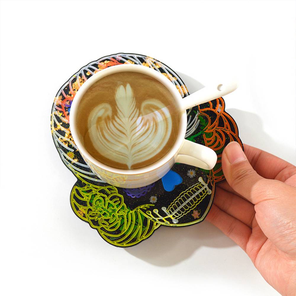 レジン シリコンモールド コースター 骸骨 4点セット カラベラ DIY スカル ドクロ  - 画像5