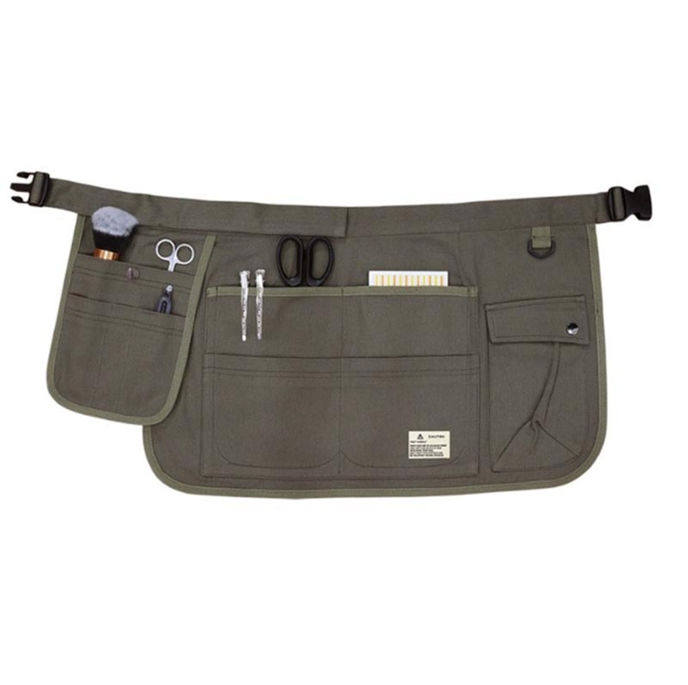 エプロン 耐久性 カフェ ショート丈 工具 収納 ヘアサロン 美容師 作業エプロン ガーデニング 濃いカーキ