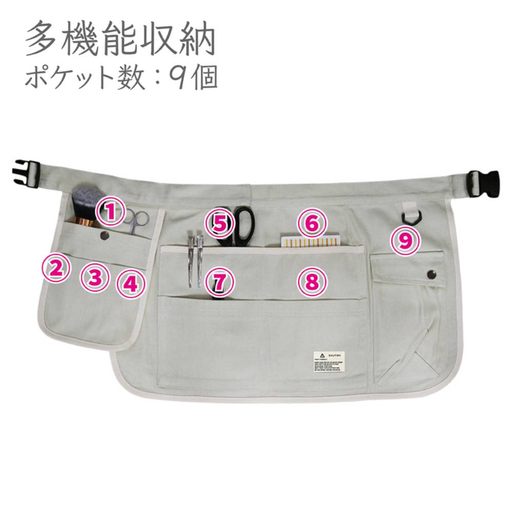 エプロン ショート丈 工具 収納 ヘアサロン 美容師 作業エプロン ガーデニング 小道具入れ 白 - 画像5