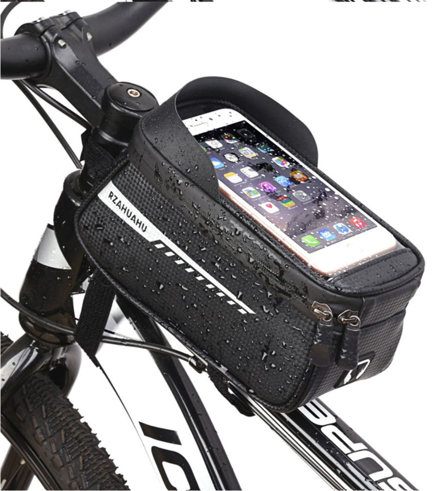 スマホ バッグ ポーチ マウンテンバイク 自転車 防水 小物 収納 1.5L フロント サイクリ 黒