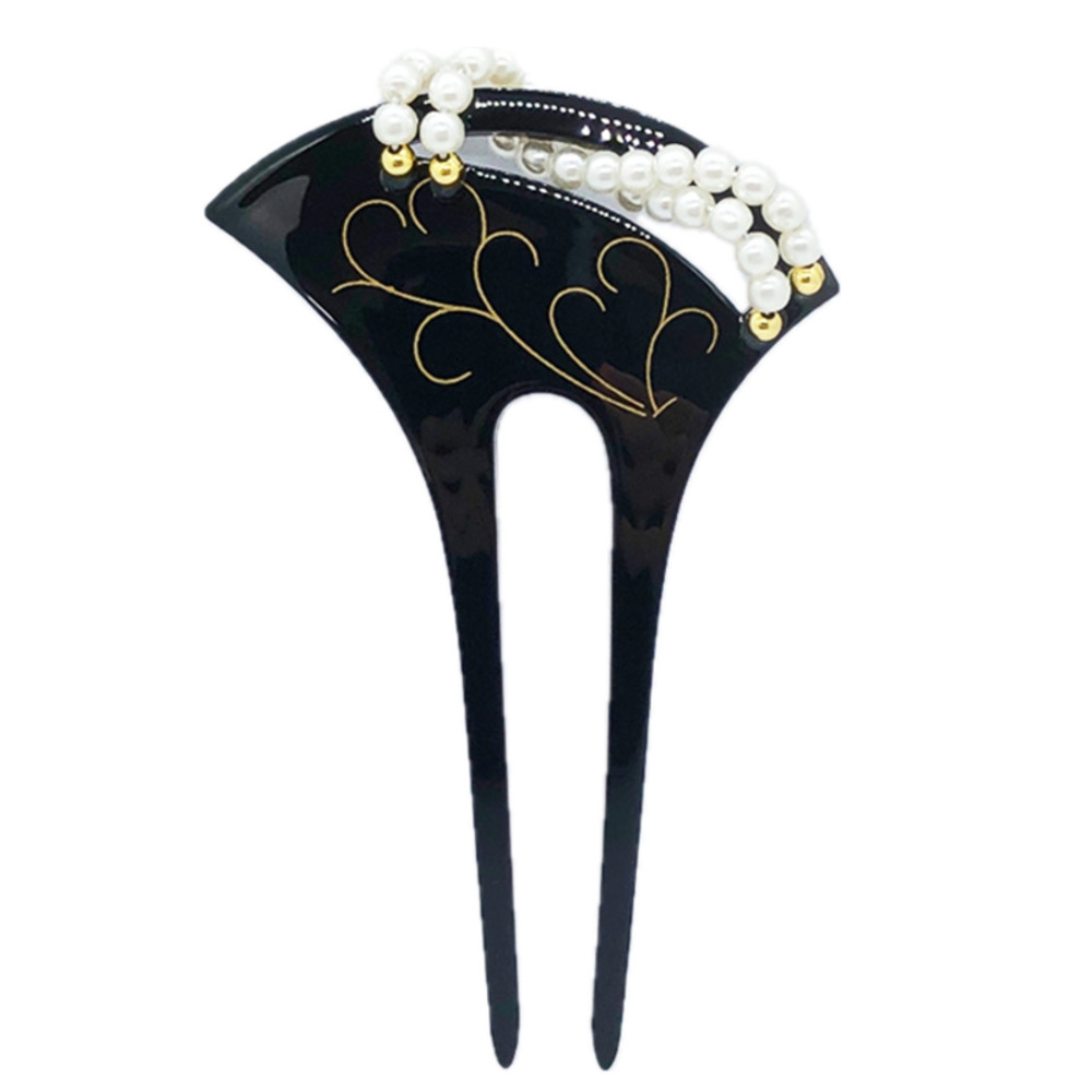 髪飾り かんざし 和装 パール 二本差し かわいい 簪 バチ型 レディ  黒ビーズなし