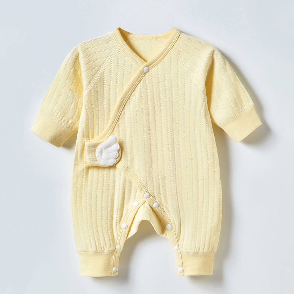 女の子 コットン100% 男の子 赤ちゃん ベビー服 天使 ロンパース   イエロー-60cm - 画像2