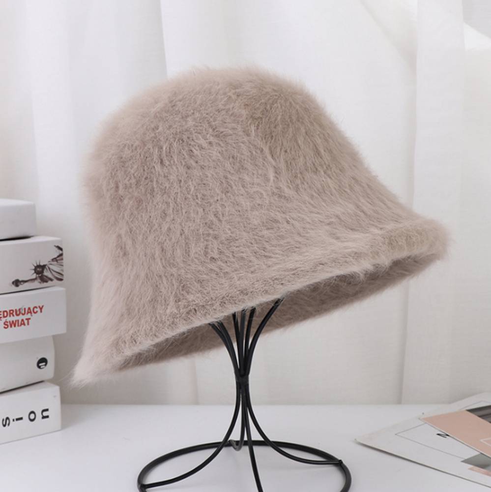 帽子 起毛ボウ 無地柄 クローシュハット バケットハット  ふんわり 防寒グッズ   ベージュ