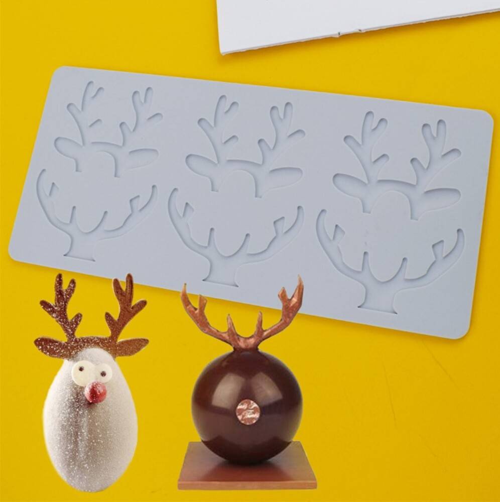 シリコンモールド トナカイ ケーキデコレーション チョコレート デザート 洋菓子 レース型 - 画像2