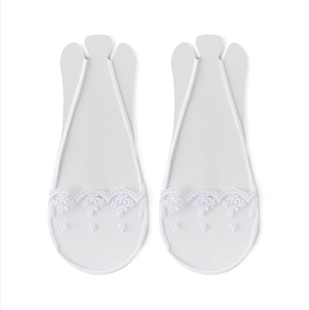 カバーソックス ヒールソックス 2足セット 脱げない靴下 レース 綿 通気性 サンダル パンプス ホワイト