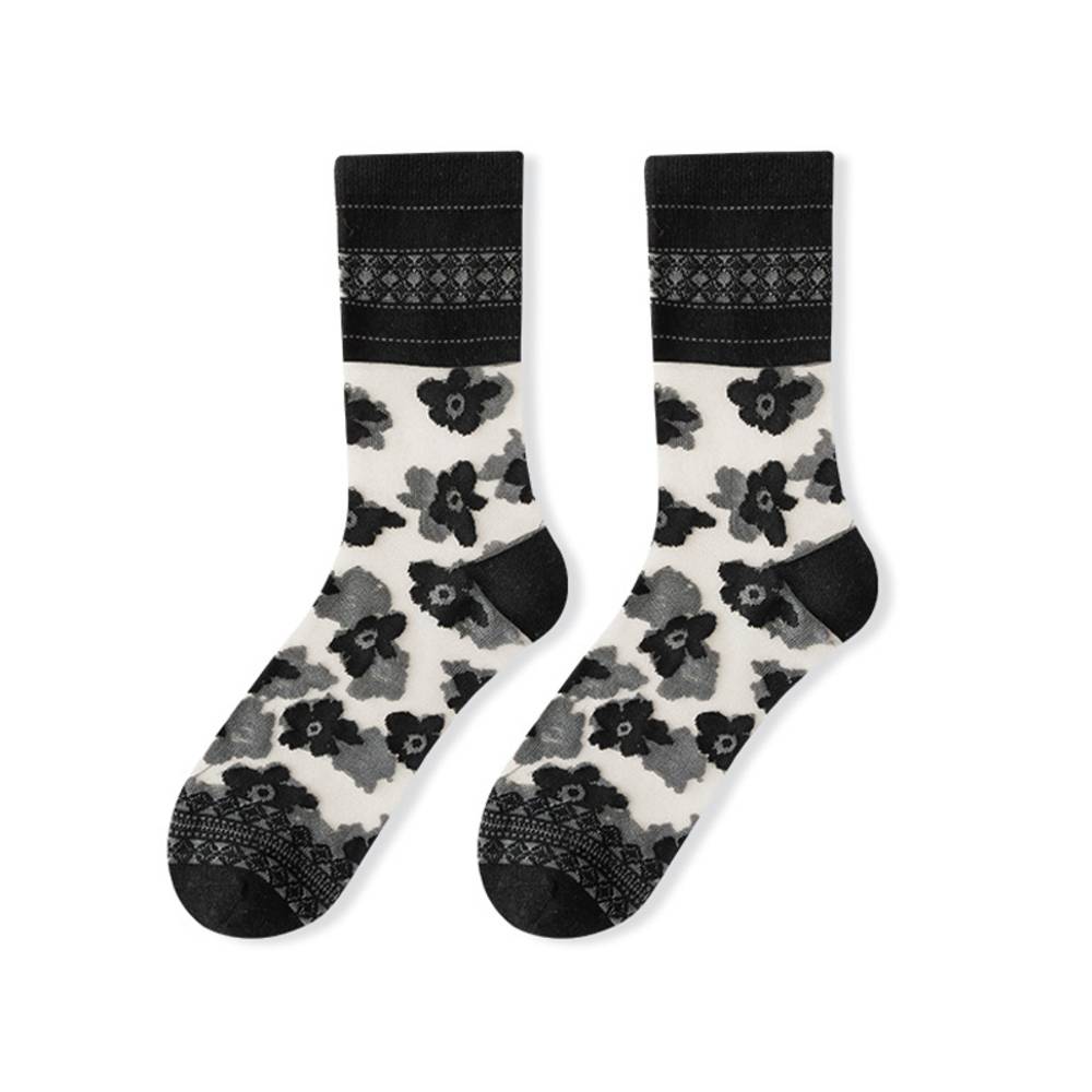 レディース おしゃれ 可愛い レース 花柄 ショート丈 靴下 ソックス フリル   ブラック - 画像5