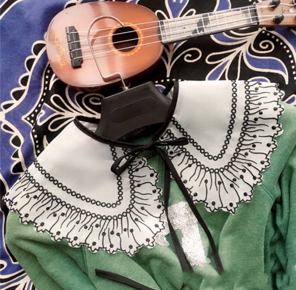 かわいいレース付け襟 リボン付き 取り外し可能偽襟 レイヤード セーター重ね着 フリル襟 春秋冬 ブ  - 画像8