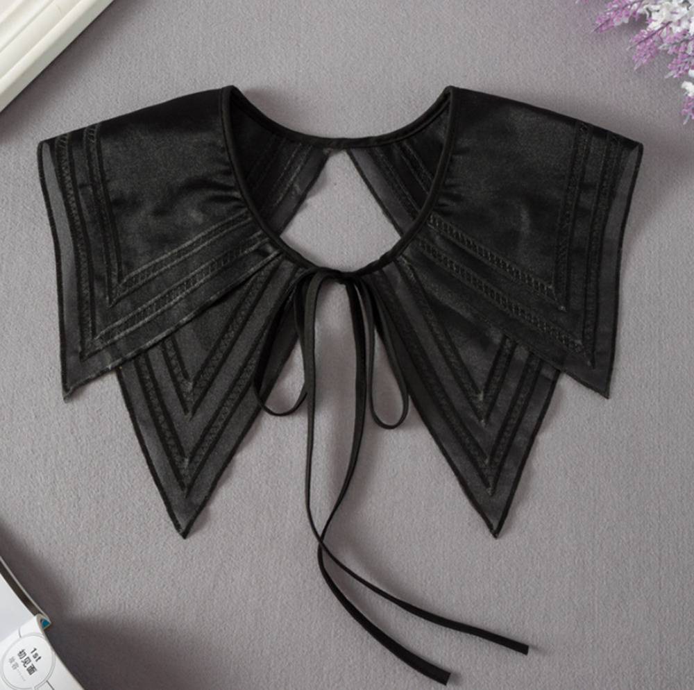 付け襟 シースルー レース リボン 地雷系 かわいい レディース フェイクカラー レイヤード 重ね着 Yシャツ 003