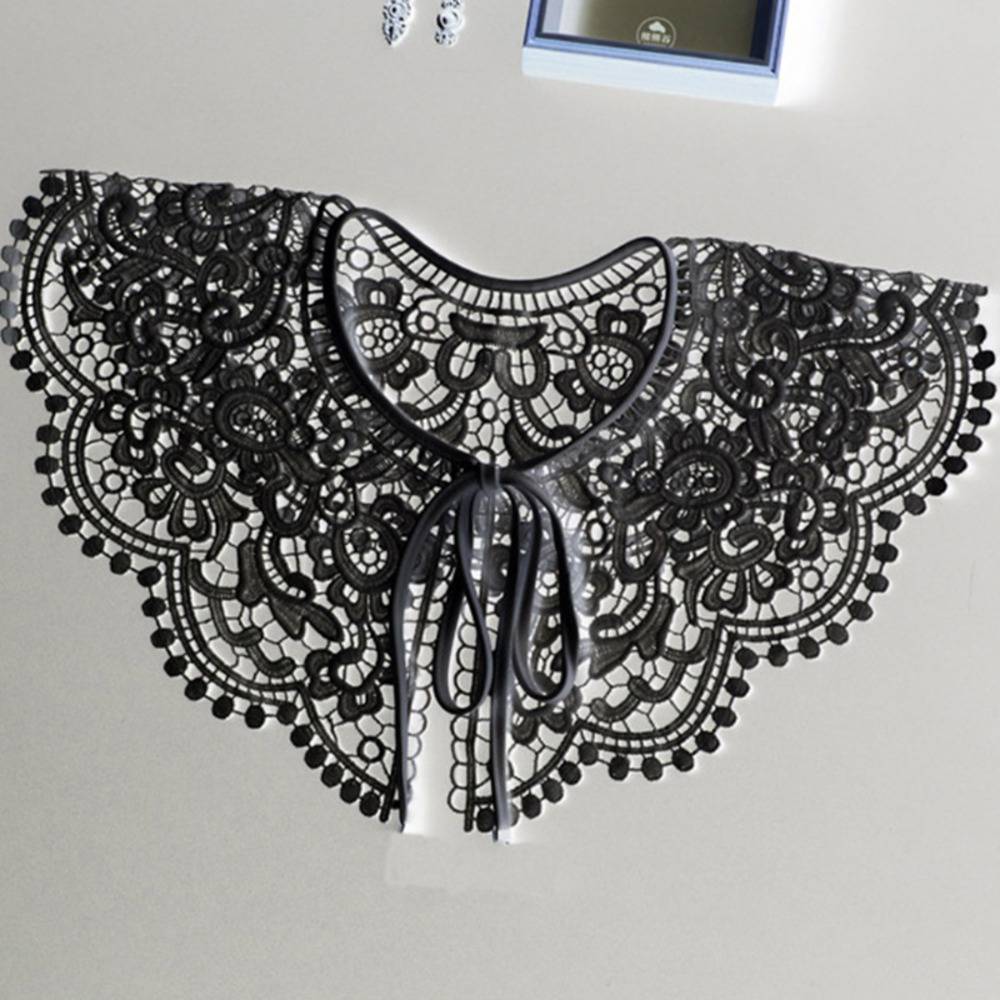 かわいいレース付け襟 リボン付き 取り外し可能偽襟 レイヤード セーター重ね着 フリル襟  004 - 画像3