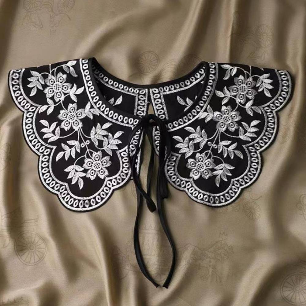 かわいいレース付け襟 リボン付き 取り外し可能偽襟 レイヤード セーター重ね着 フリル襟  004 - 画像6