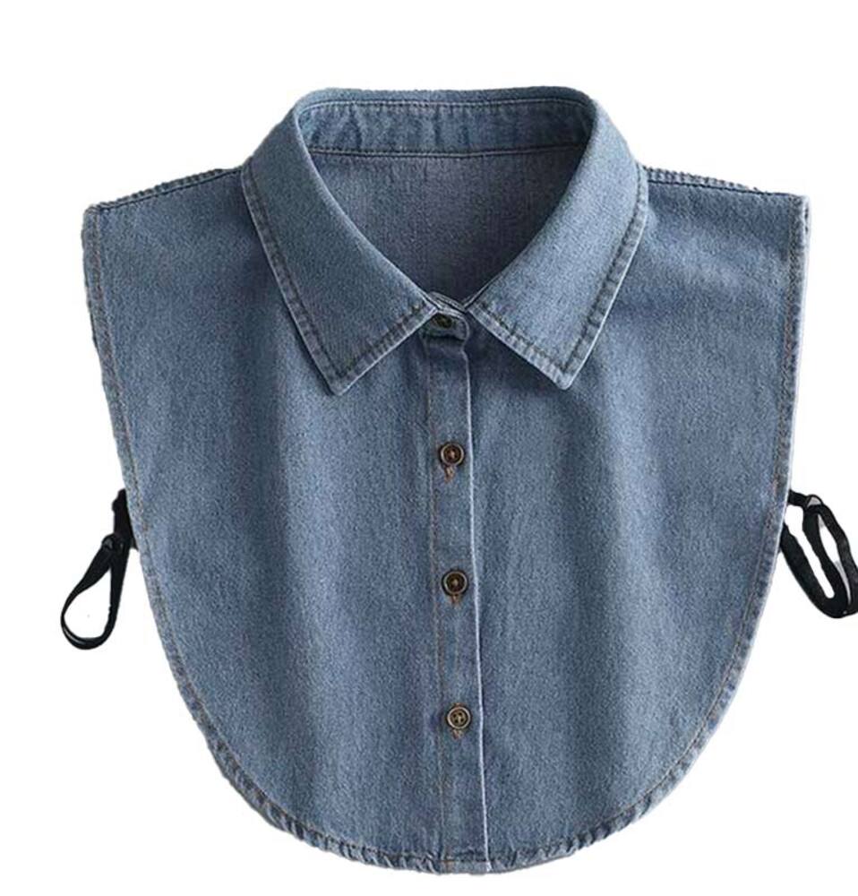 レディース つけ襟  シャツ 小物 ブラウス フェイクカラー デニム おしゃれ ライトブルー