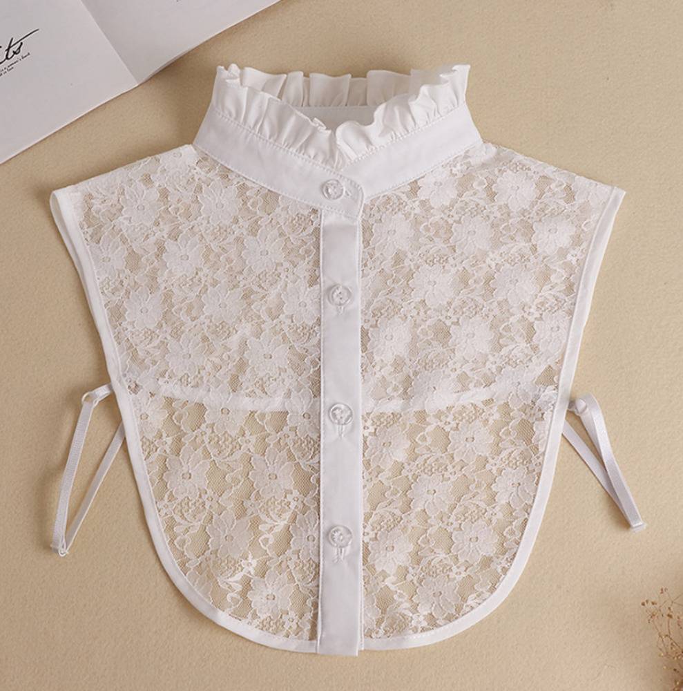 付け襟 フリルネック 立て襟 立ち襟 レース 重ね着 コーデ シャツ アンティーク風 おしゃれ  白
