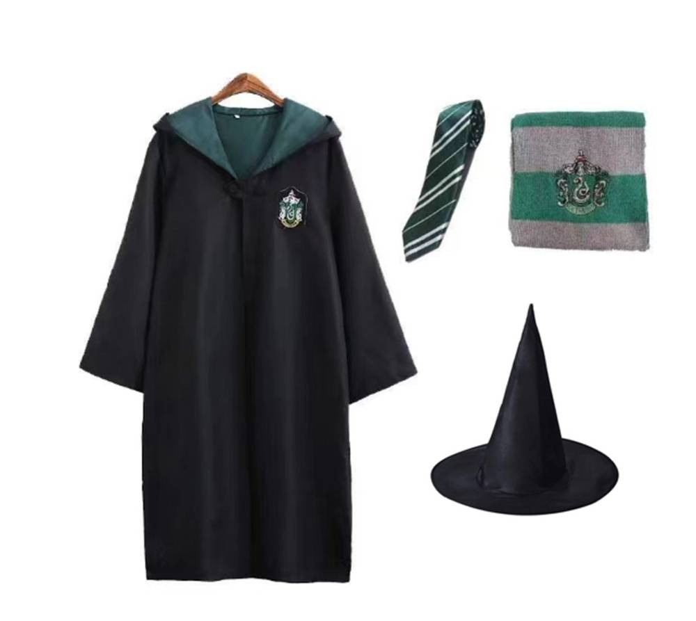 ハリーポッター 子供用 コスプレ 4点セット ローブ 帽子 ネクタイ マフラ 道具 クリスマス  - 画像1