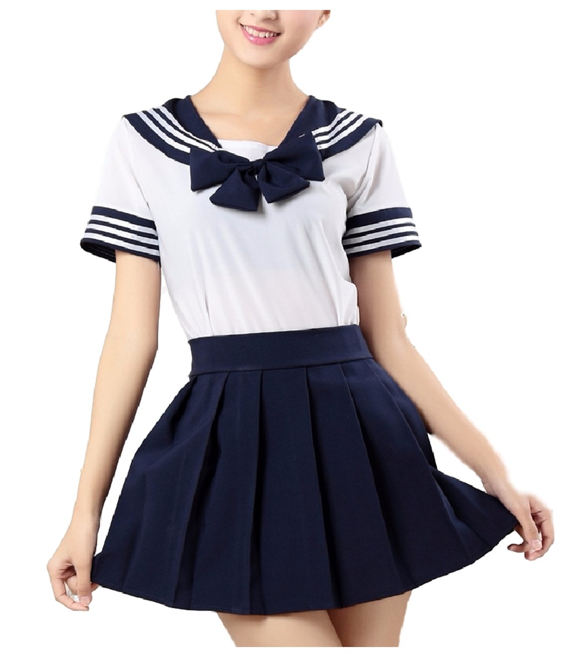セーラー服 コスプレ 女子高生 制服 半袖 夏服 プリーツスカート  ネイビー
