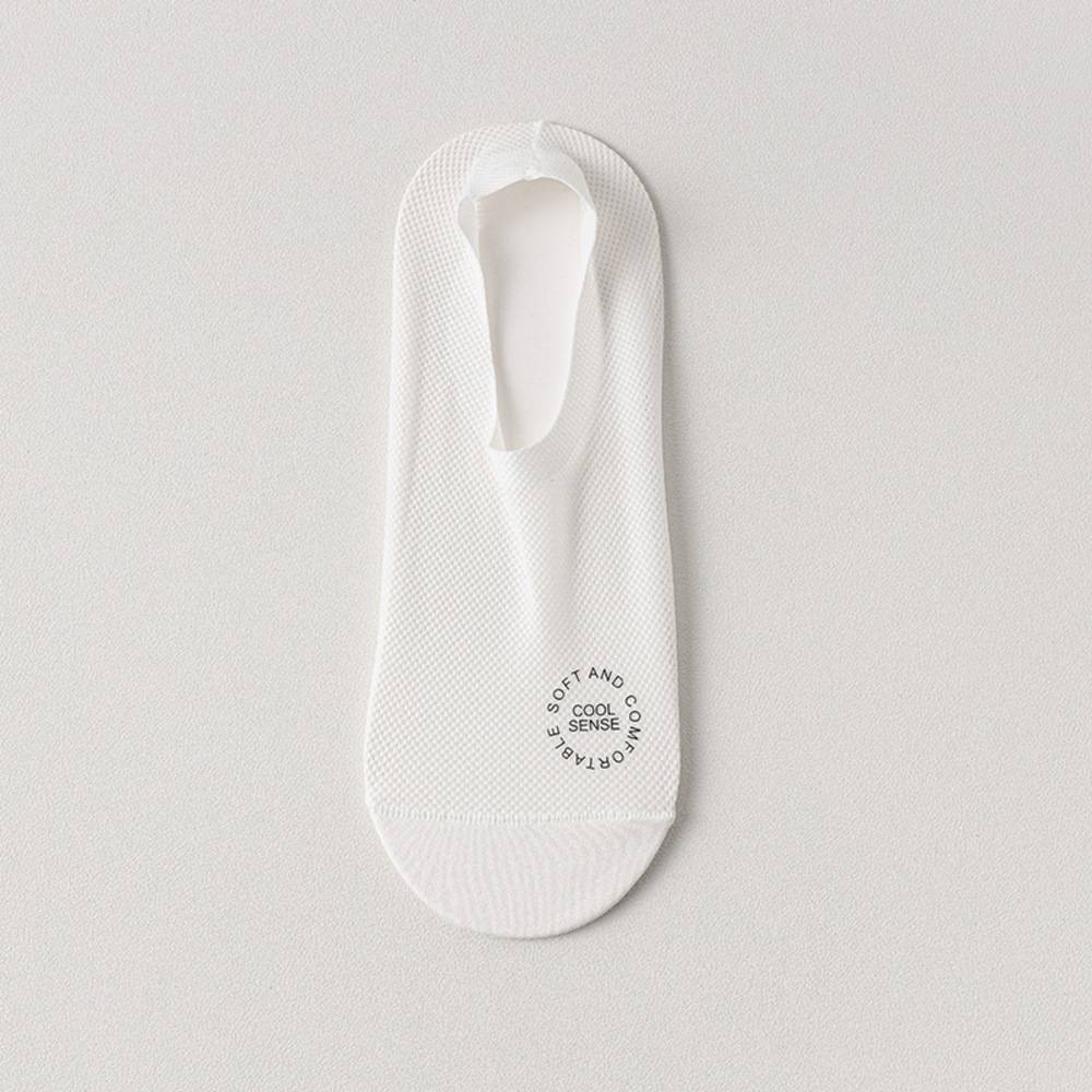 メンズ靴下 ショートソックス 3足セット 夏用 メッシュ 冷感 滑り止め かかとな  ホワイト - 画像1