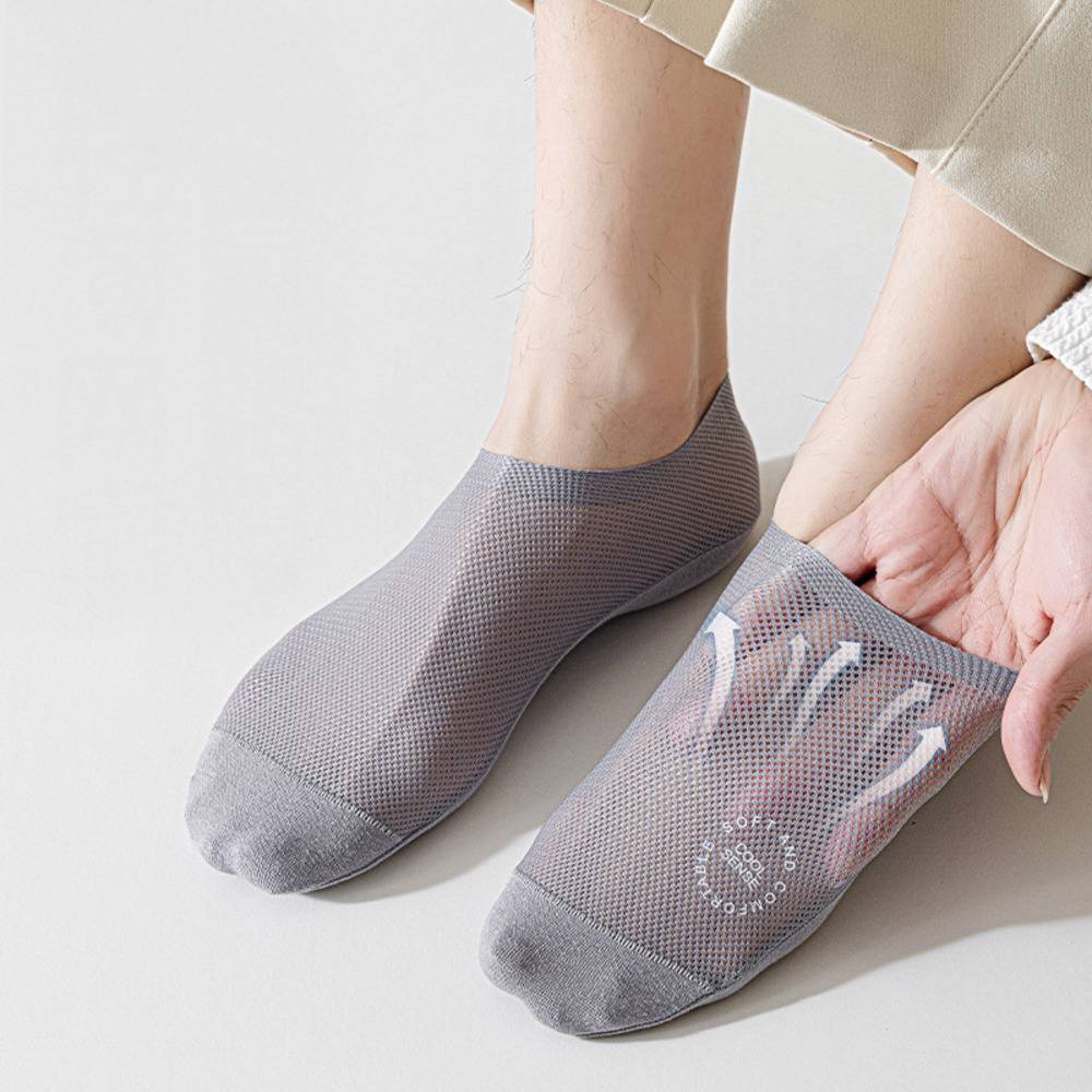 メンズ靴下 ショートソックス 3足セット 夏用 メッシュ 冷感 滑り止め かかとな  ホワイト - 画像5