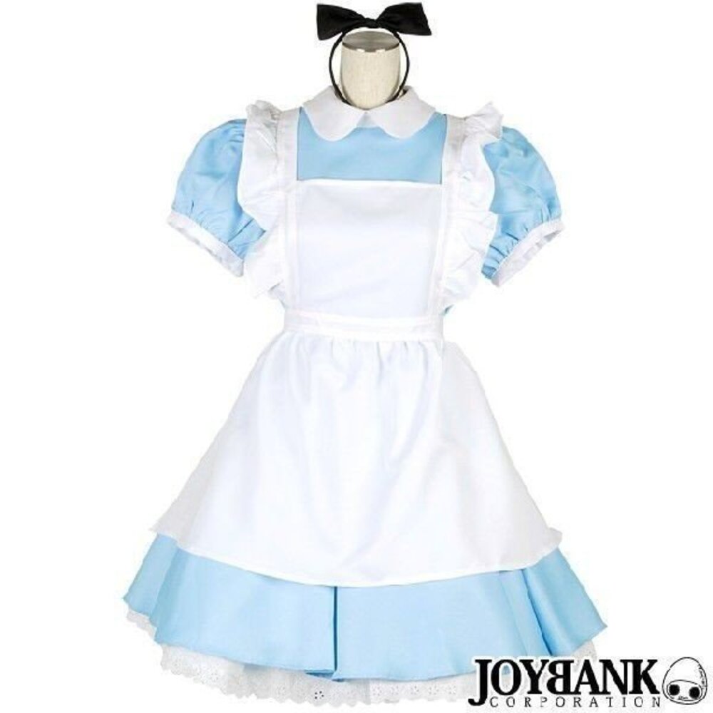 水色 メイド服 不思議の国のアリス メルヘン コスプレ 仮装 衣装 アリス Aタイプ-Sサイズ