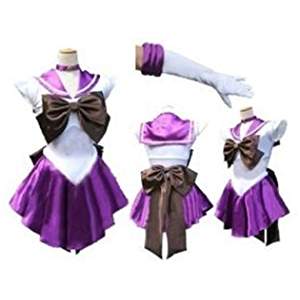 ハロウィン 美少女戦士 セーラームーン 紫 土萠ほたる コスプレ 衣装 忘年会 セーラーサターン 4点セット セーラー服 アニメ ゲーム 女装 パープルMサイズ