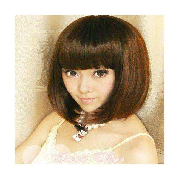 レディース ウィッグ コスプレ ファッション 耐熱フル ショートボブ ストレート 30B ライトブラウン