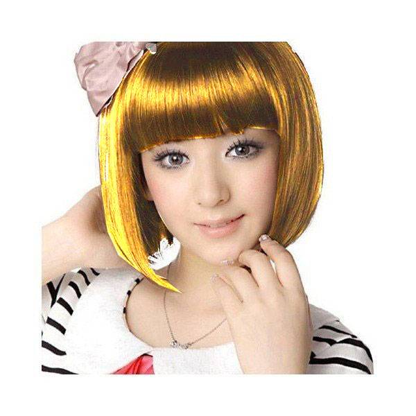 レディース ウィッグ ファッション コスプレ ショートボブ ストレート E-D148  ゴールド